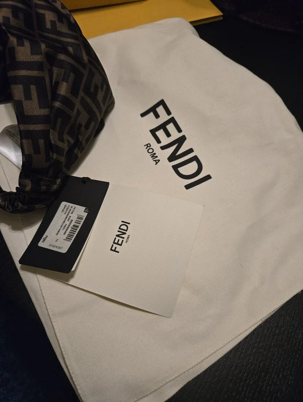 Fendi Black & Brown FF Monogram Silk Headband
